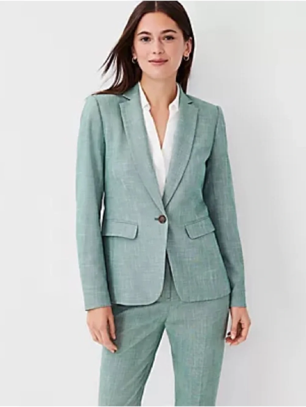 Ann Taylor Suit Jacket in Cross Weave - Forest Leaves - 2T